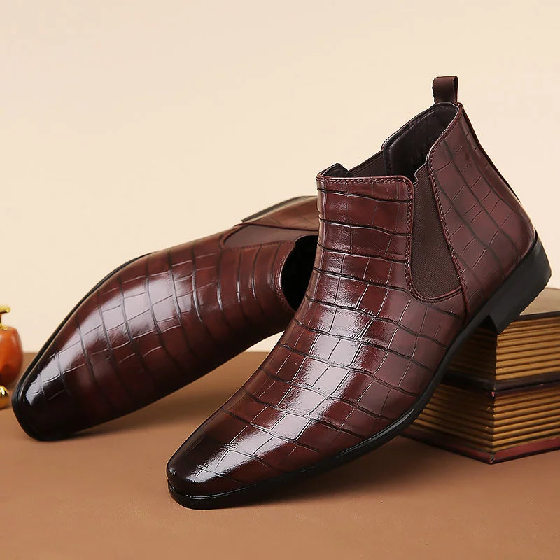 Federico Croc Embossed Leather Chelsea Boot