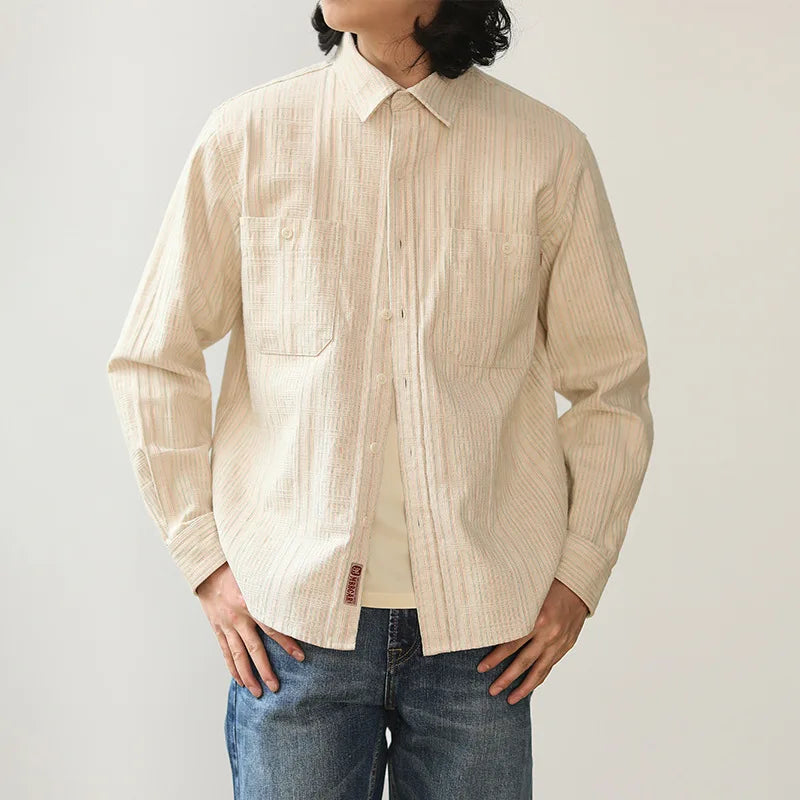 Cotton Button-Up Field Shirt In Cream