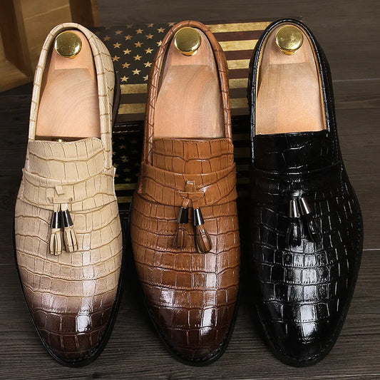 Faucci Croc Embossed Leather Loafer