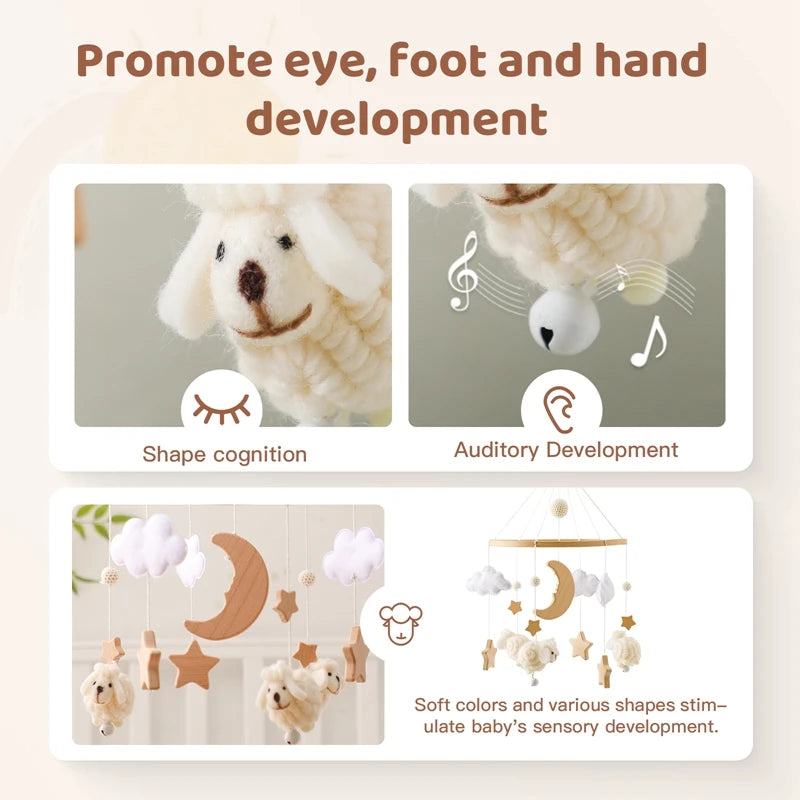 Knit Sheep at Midnight Baby Crib Mobile