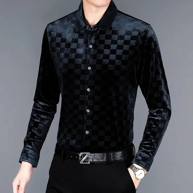 Checkered Velour Shirt