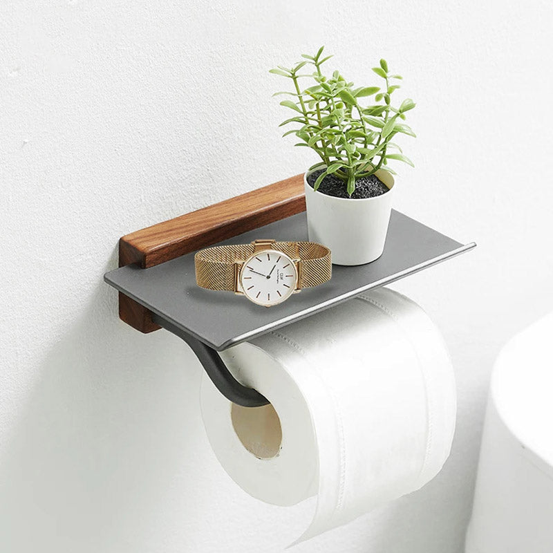 Bamboo and Aluminum Toilet Paper Holder