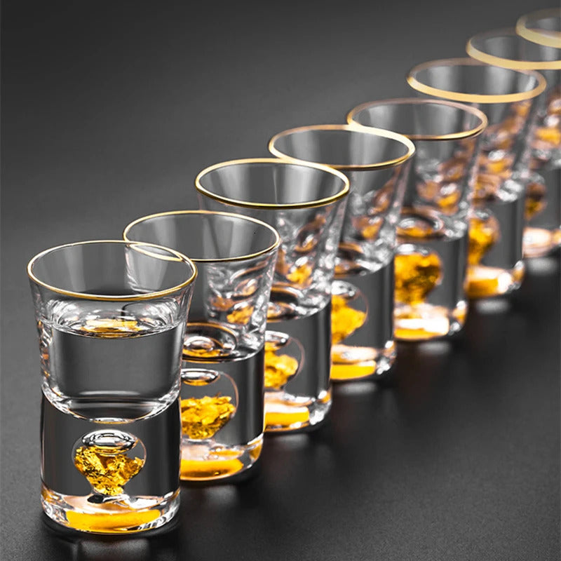 24k Gold Flakes Shot Glass