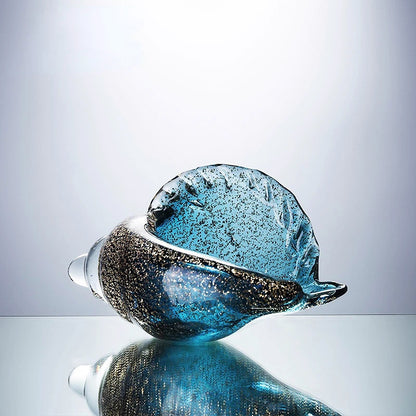 Hand Blown Glass Conch - Blue