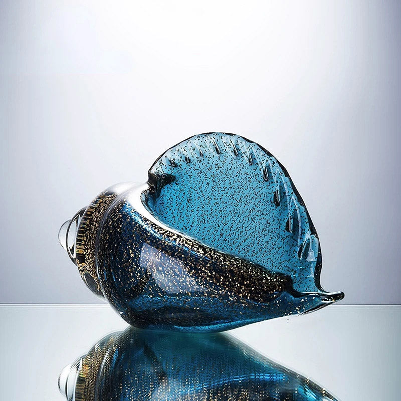 Hand Blown Glass Conch - Blue