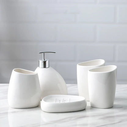 Glossed Porcelain Bathroom 5-Piece Set