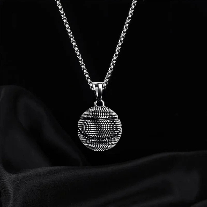 Titanium Basketball Pendant and Necklace