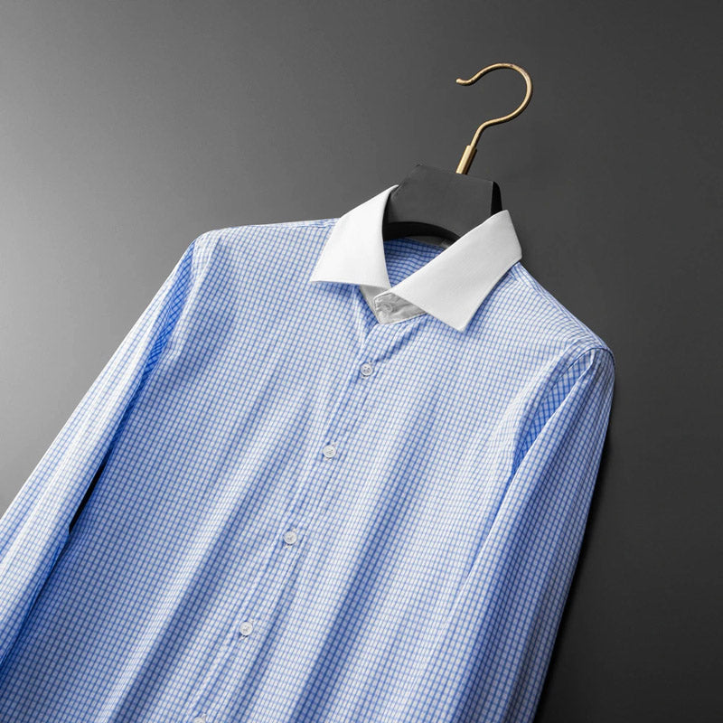 Gingham Italian Spread Collar Dress Shirt