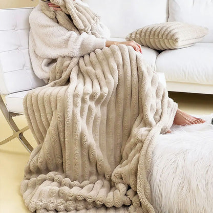 Luxurious Embrace Ivory Faux Fur Throw