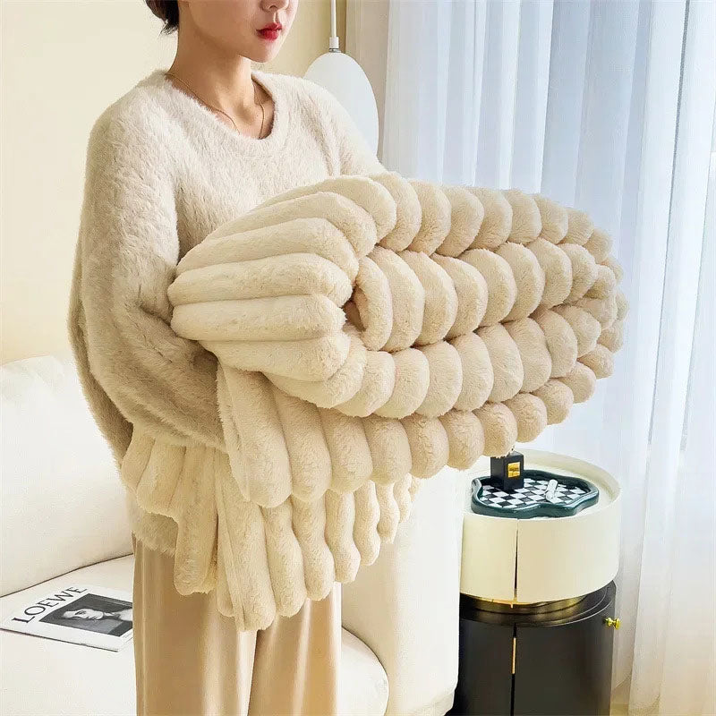 Luxurious Embrace Ivory Faux Fur Throw