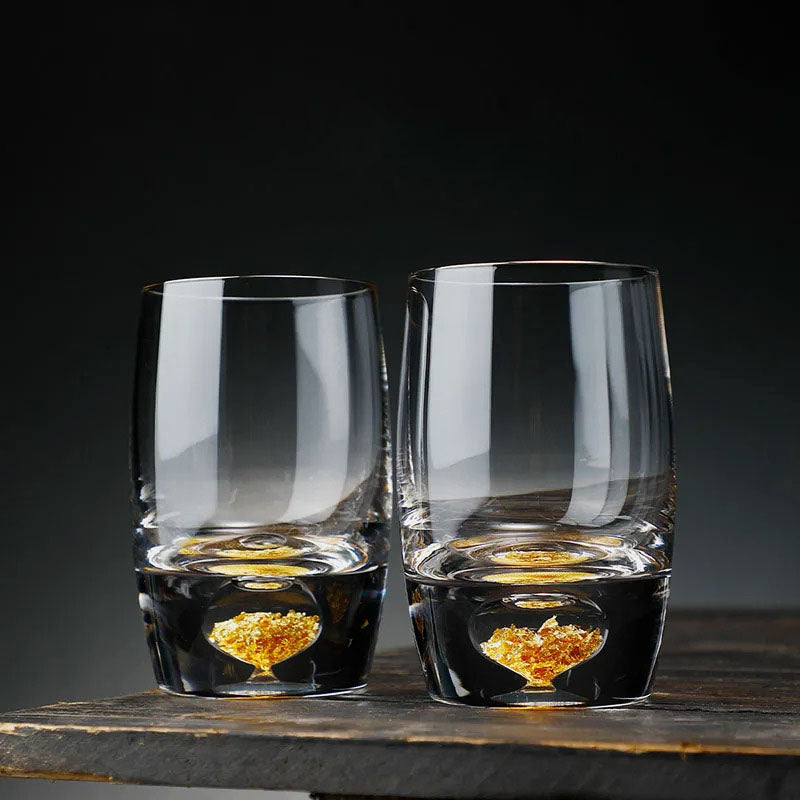 Gold Flakes Drinking Glass