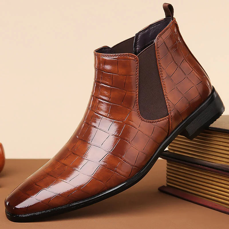 Federico Croc Embossed Leather Chelsea Boot