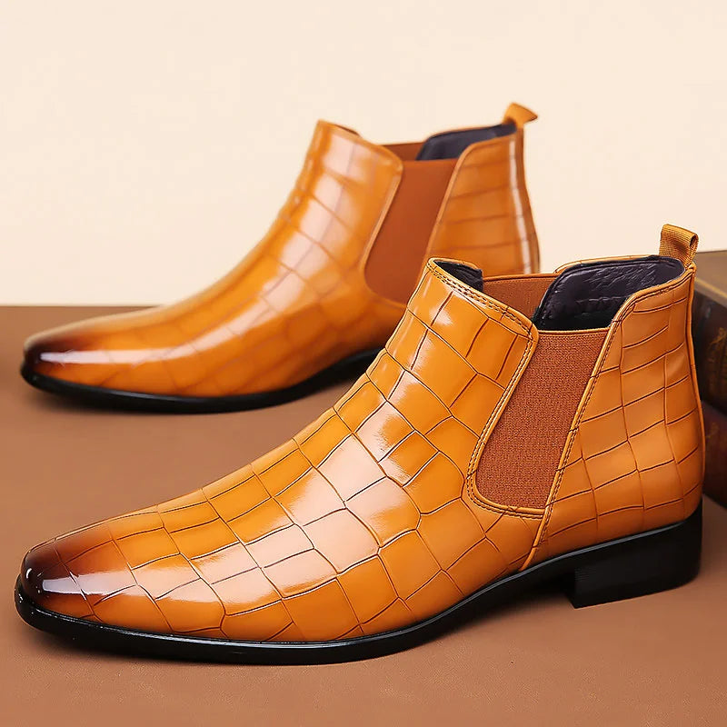 Federico Croc Embossed Leather Chelsea Boot