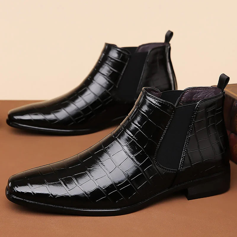 Federico Croc Embossed Leather Chelsea Boot