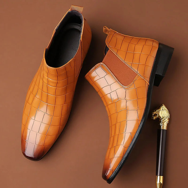 Federico Croc Embossed Leather Chelsea Boot