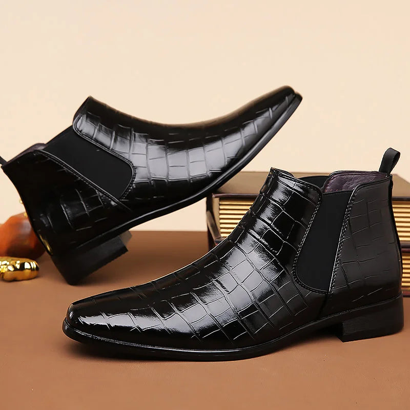 Federico Croc Embossed Leather Chelsea Boot