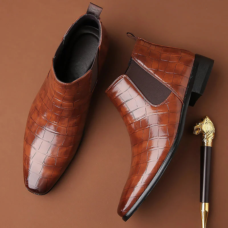 Federico Croc Embossed Leather Chelsea Boot