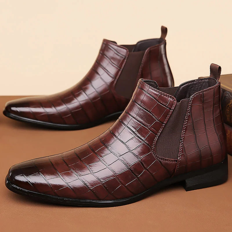 Federico Croc Embossed Leather Chelsea Boot
