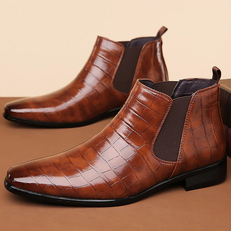 Federico Croc Embossed Leather Chelsea Boot