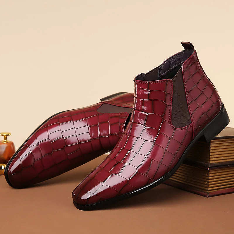 Federico Croc Embossed Leather Chelsea Boot