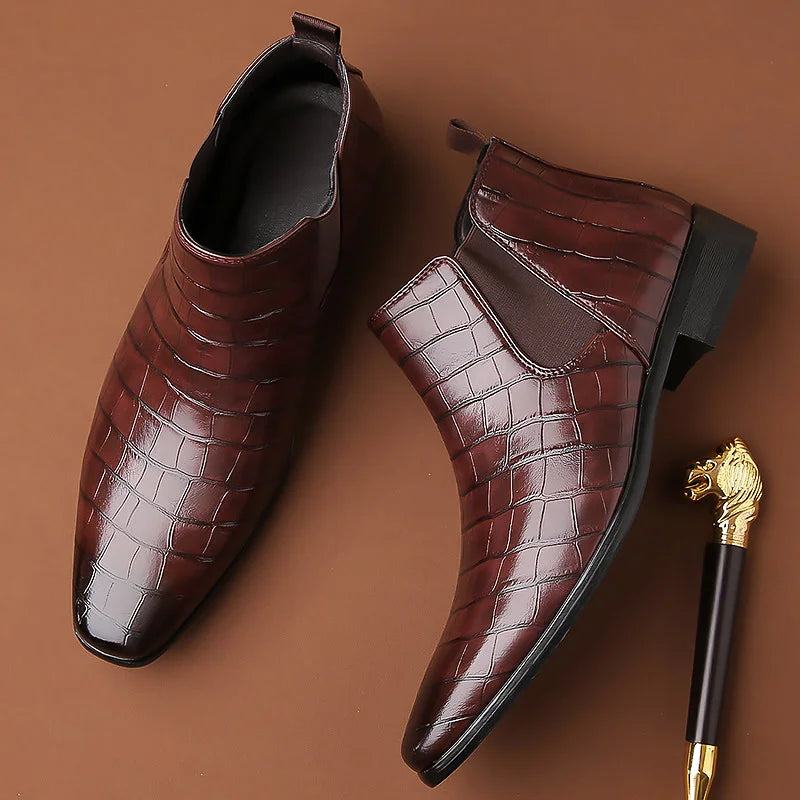 Federico Croc Embossed Leather Chelsea Boot