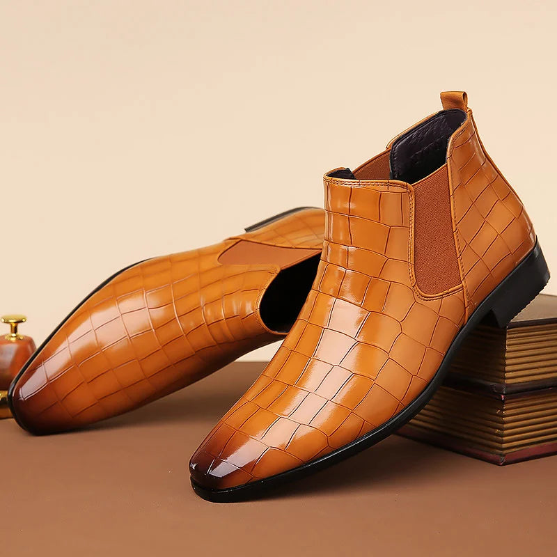 Federico Croc Embossed Leather Chelsea Boot