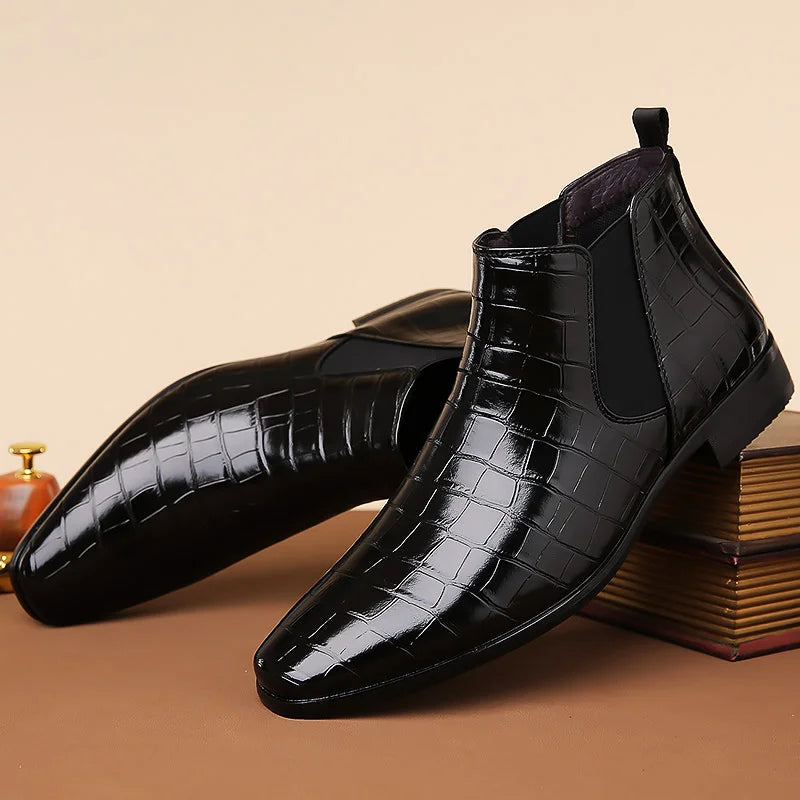 Federico Croc Embossed Leather Chelsea Boot