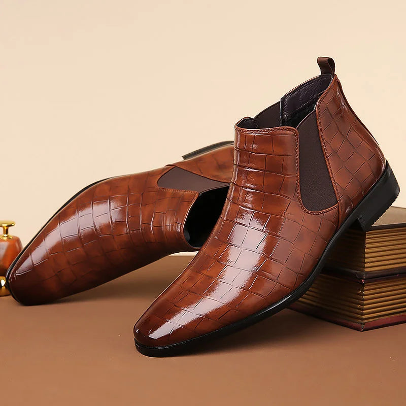 Federico Croc Embossed Leather Chelsea Boot