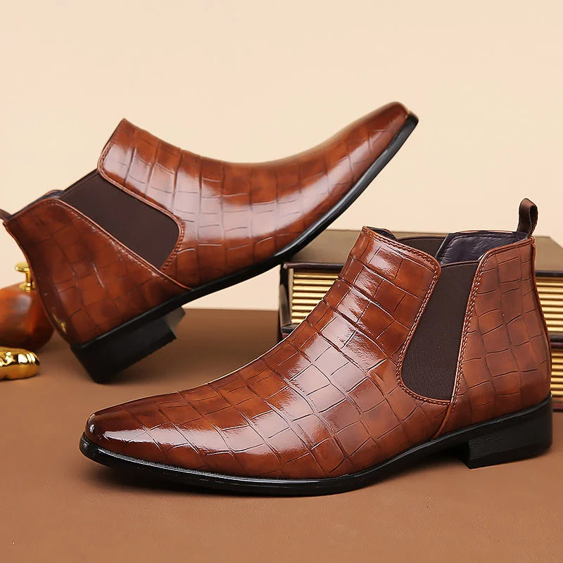 Federico Croc Embossed Leather Chelsea Boot