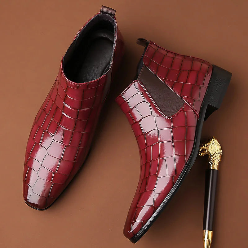 Federico Croc Embossed Leather Chelsea Boot