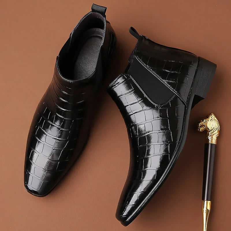 Federico Croc Embossed Leather Chelsea Boot