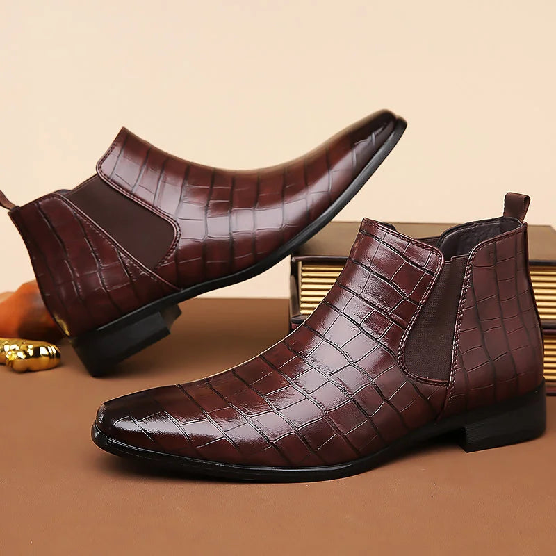 Federico Croc Embossed Leather Chelsea Boot