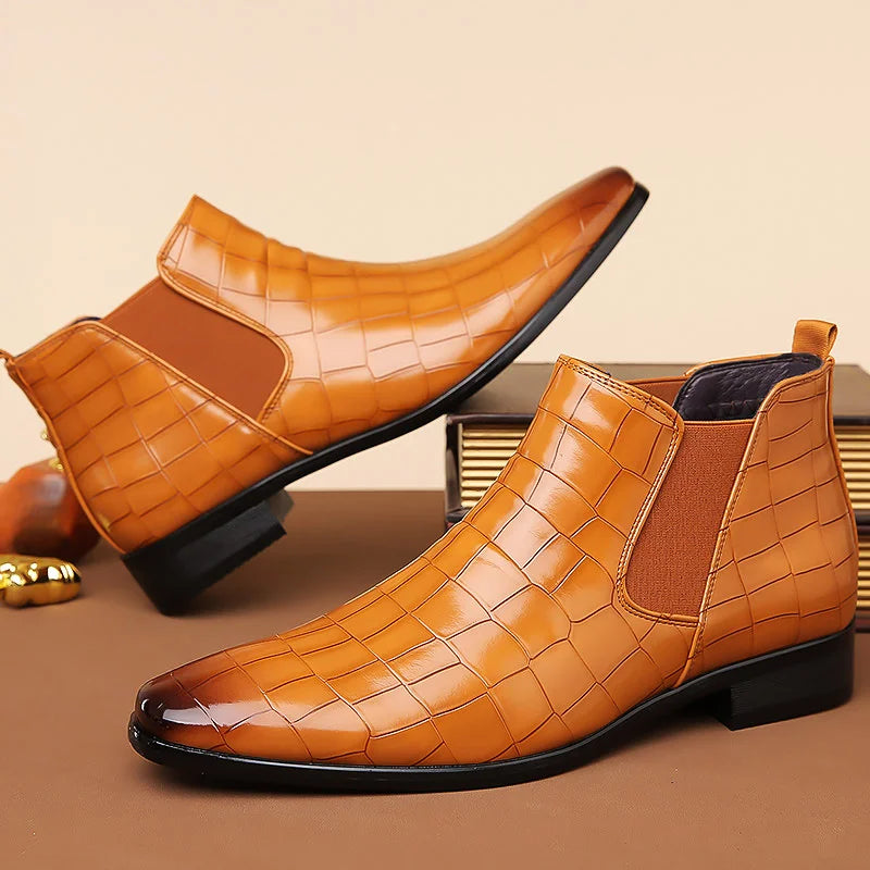 Federico Croc Embossed Leather Chelsea Boot