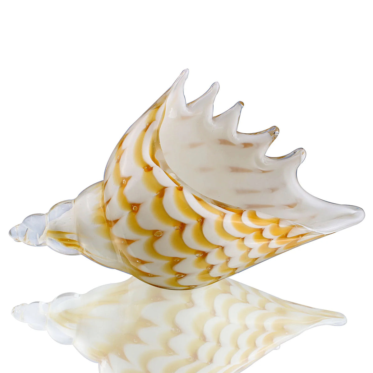 Hand Blown Glass Conch - Yellow