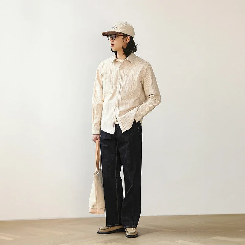 Cotton Button-Up Field Shirt In Cream