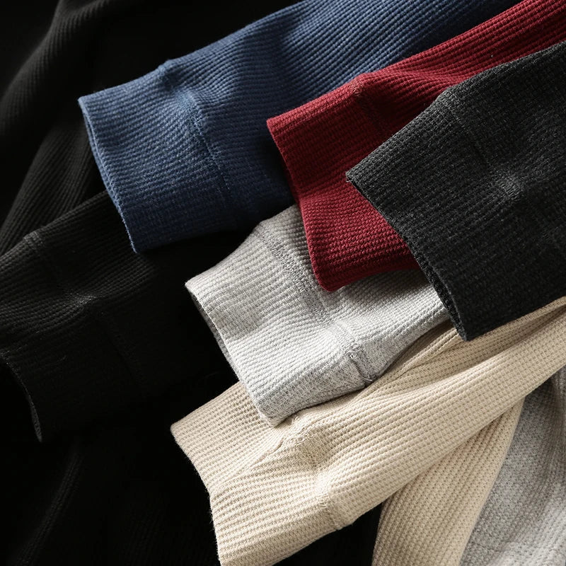 Blaine Long Sleeve Waffle-Knit Henley