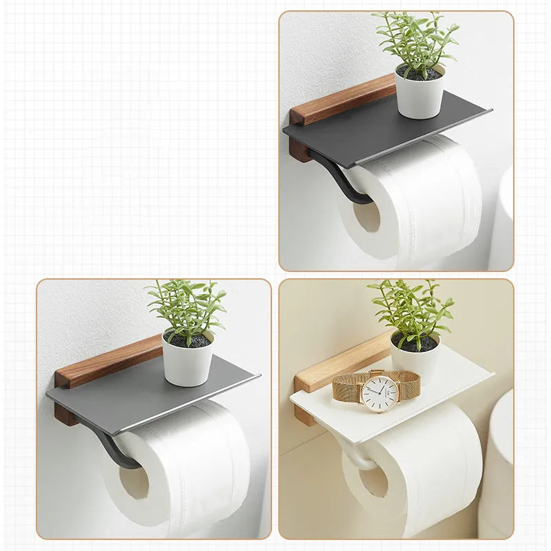 Bamboo and Aluminum Toilet Paper Holder
