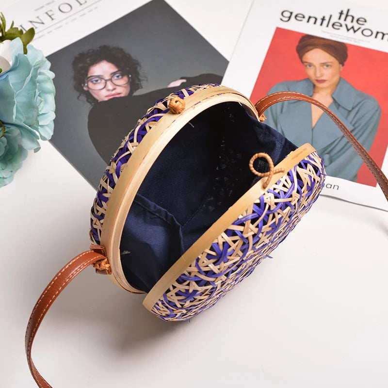Bamboo Wicker Crossbody Bag