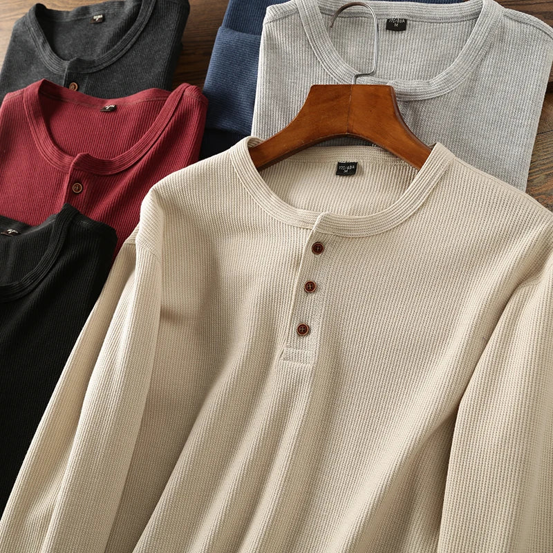 Blaine Long Sleeve Waffle-Knit Henley