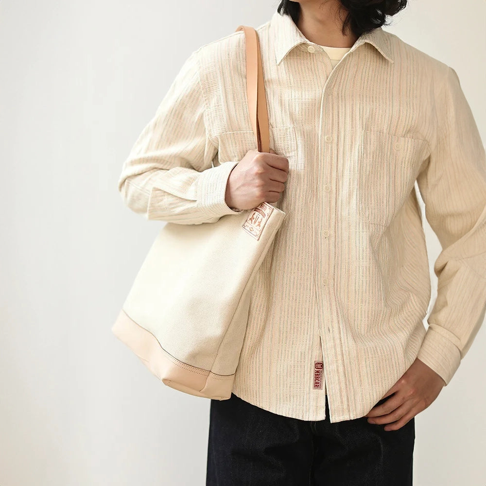 Cotton Button-Up Field Shirt In Cream