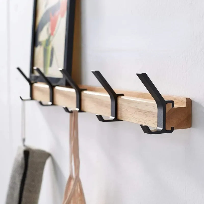 Bamboo Rack with Movable Hooks