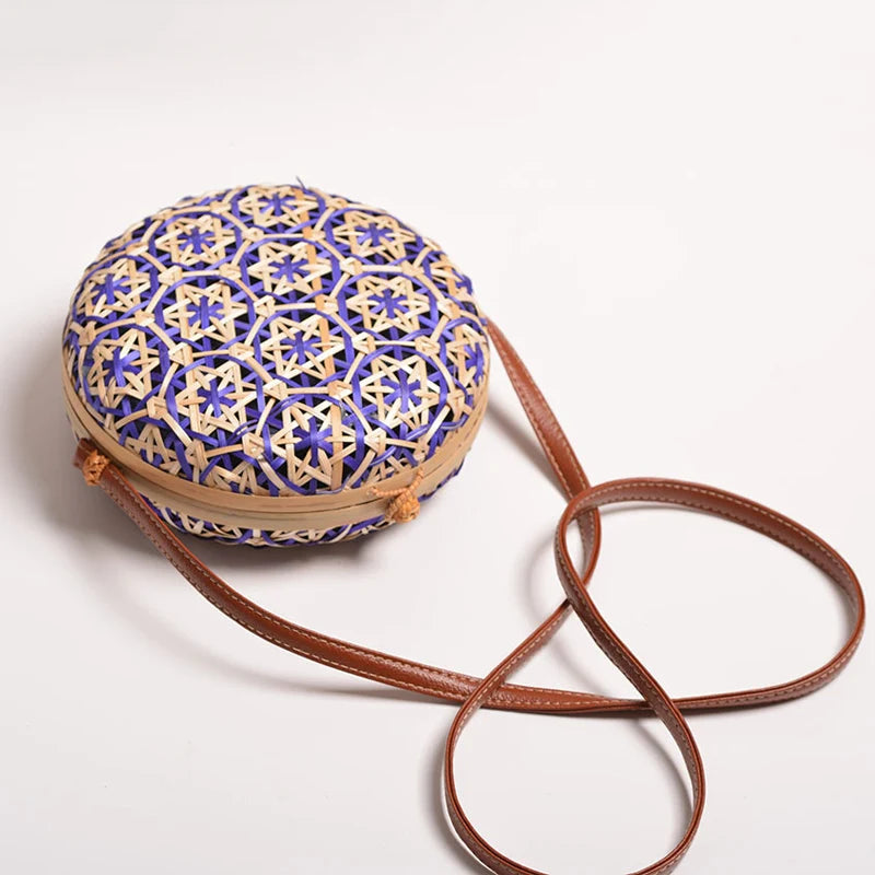 Bamboo Wicker Crossbody Bag
