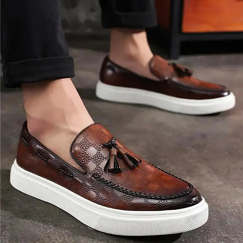 Marco Embossed Leather Loafers