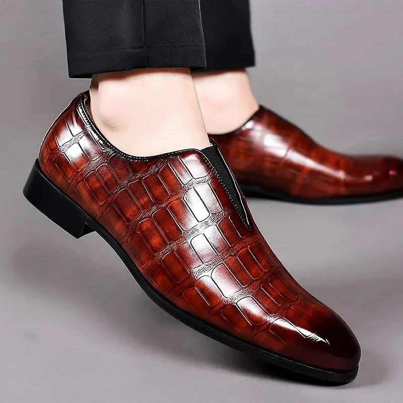 Rafael Leather Croc-Embossed Shoes