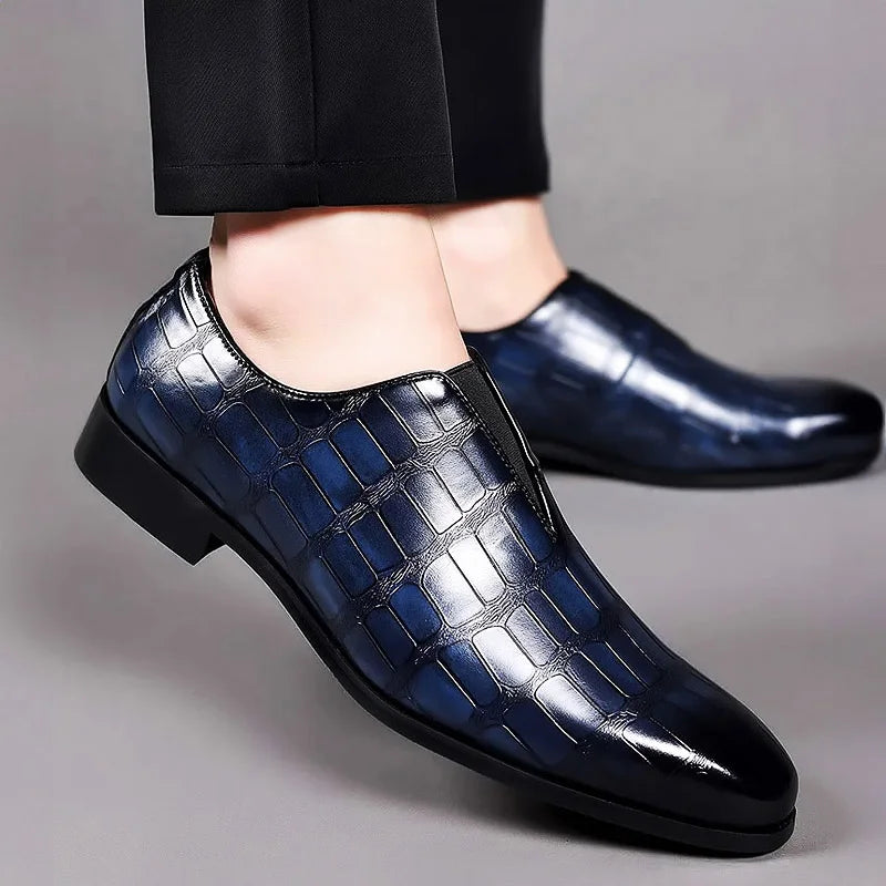 Rafael Leather Croc-Embossed Shoes