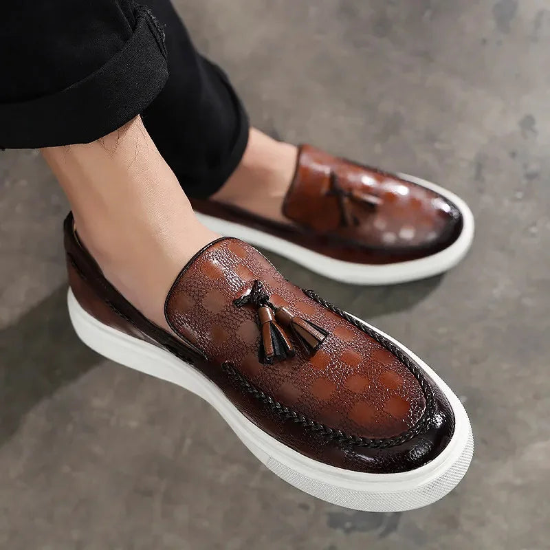 Marco Embossed Leather Loafers