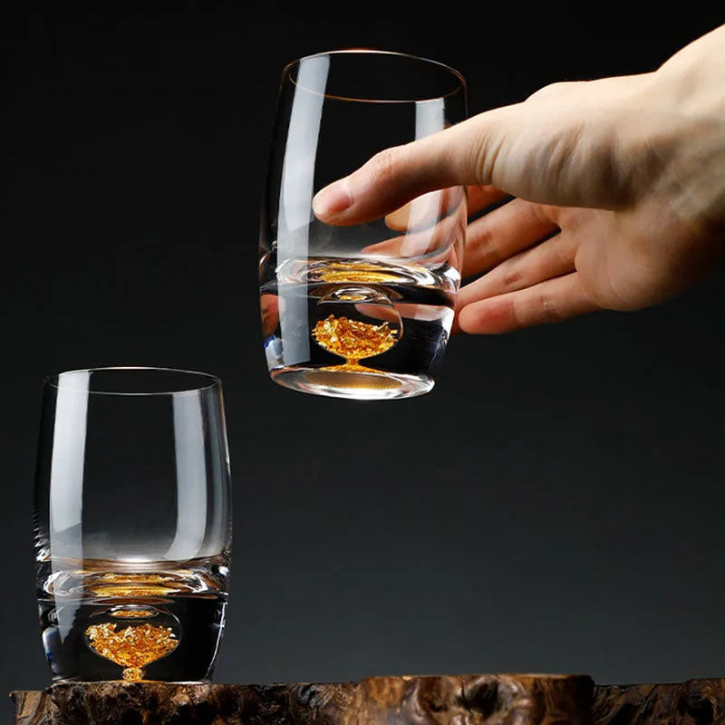 Gold Flakes Drinking Glass