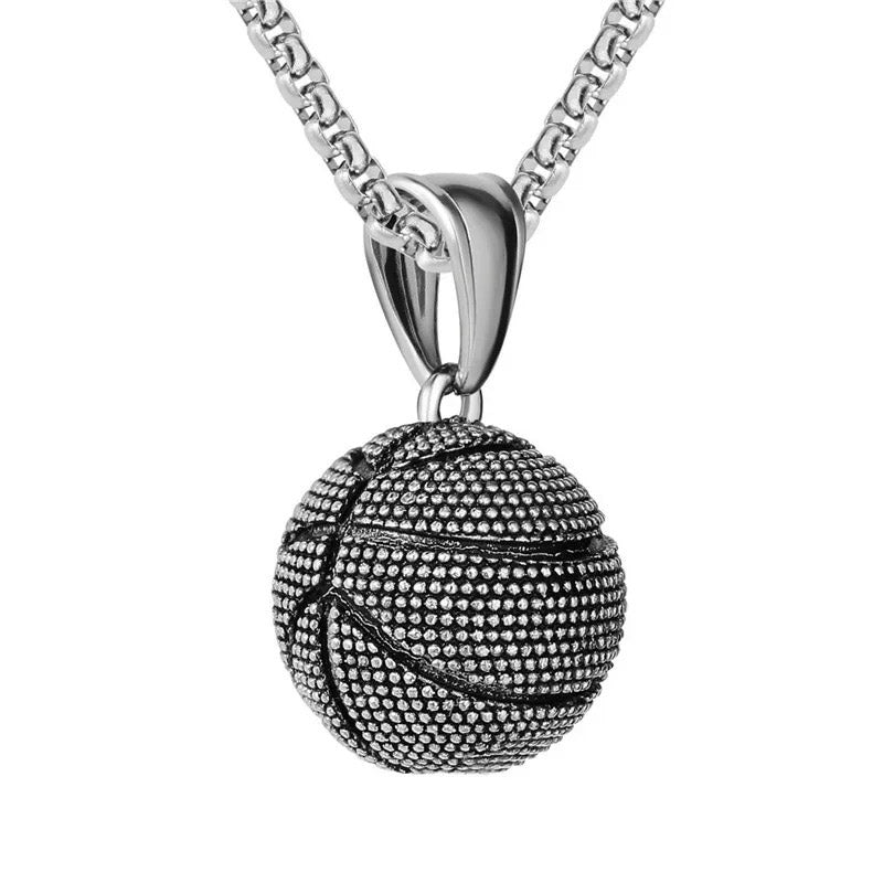 Titanium Basketball Pendant and Necklace