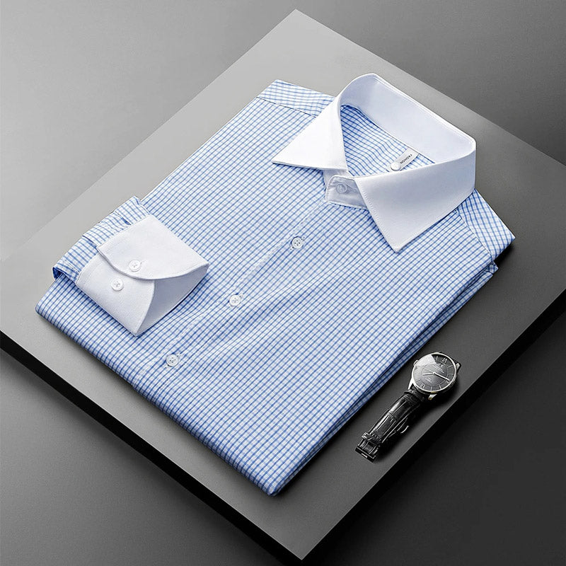 Gingham Italian Spread Collar Dress Shirt