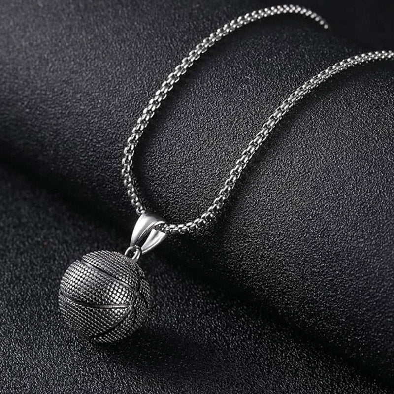 Titanium Basketball Pendant and Necklace